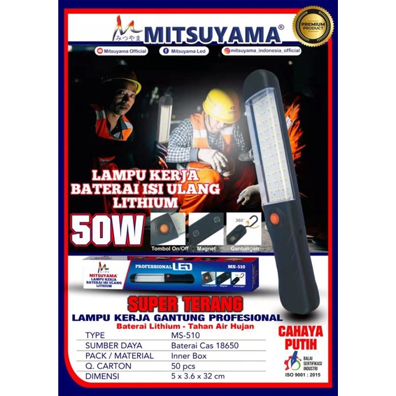 LAMPU LED EMERGENCY 50W LAMPU DARURAT LAMPU EMERGENCY TEMPEL BISA DI CAS LAMPU KERJA BATERAI ISI ULA
