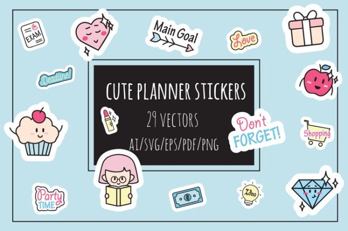 Cute Planner Stickers Collection - Vector Designs