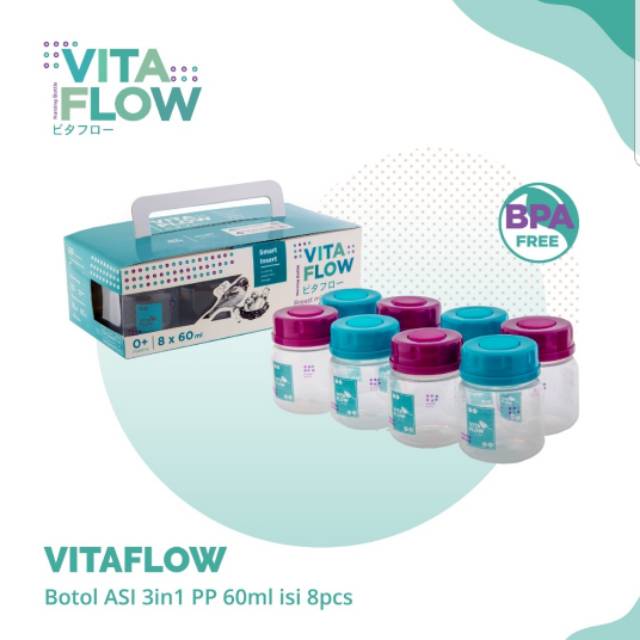 VITAFLOW Botol Asi 3in1 PP 60ml /8pcs