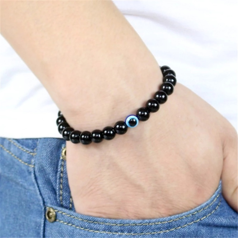 Gelang Manik-Manik Chakra Evil Eye Adjustable Untuk Pria