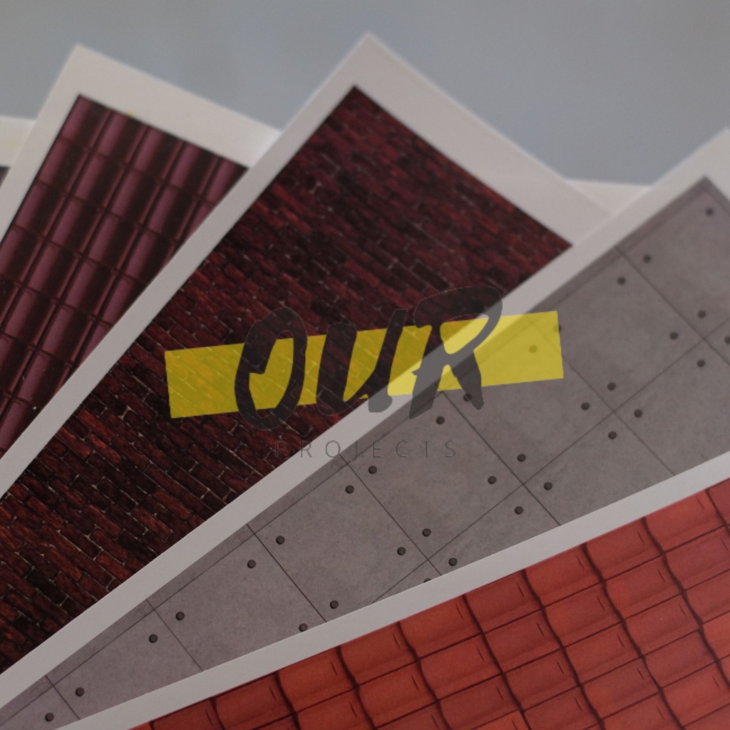 STIKER TEKSTUR MOTIF BATU BATA MATERIAL PADA MINIATUR MAKET, SKALA 1:20 UKURAN A4 [Our_projects]