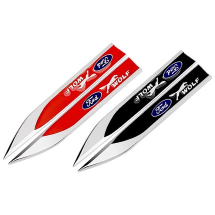 2pcs Stiker Metal 3D Dekorasi Fender Samping Mobil Ford Focus Fiesta Ranger T6 / T7 / T8 Fusion Everest