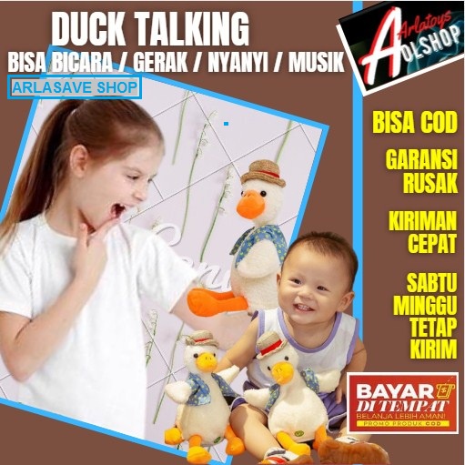 AS54 [Bisa COD] Talking Duck Ducks Bebek Mainan Boneka Karakter Bisa Bicara Bernyanyi dan Bergerak B