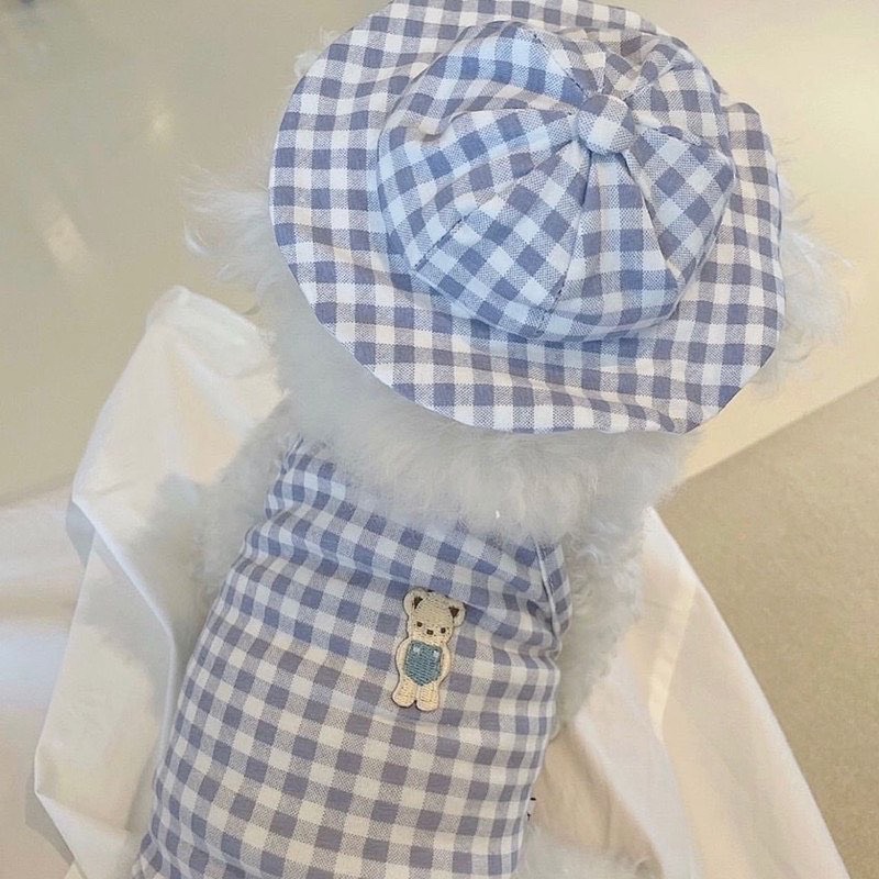 In ha korea plaid tank top set with hat