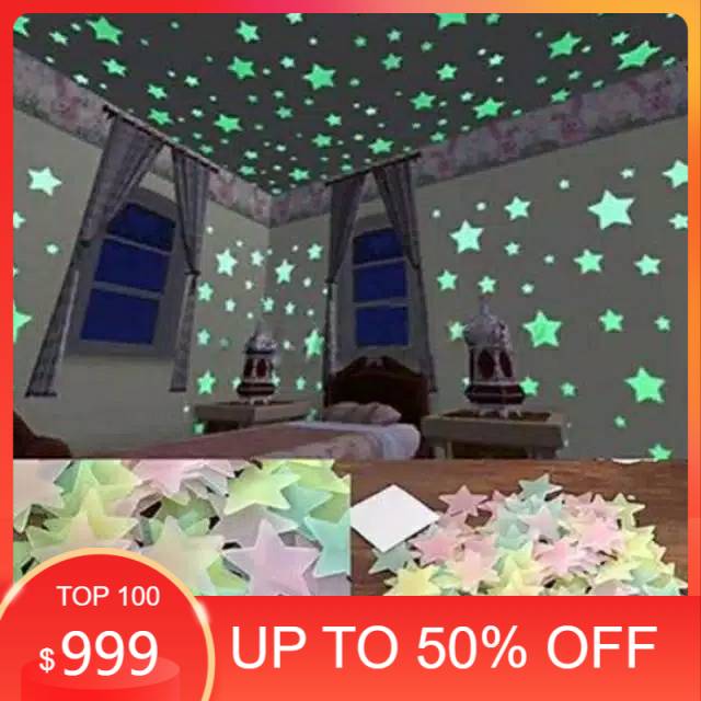 Wall Sticker dinding star/snow glow in the dark