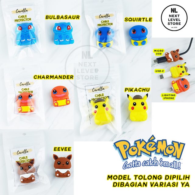 Pokemon 2D Series Cable Bite Pelindung Kabel Protection Pikachu