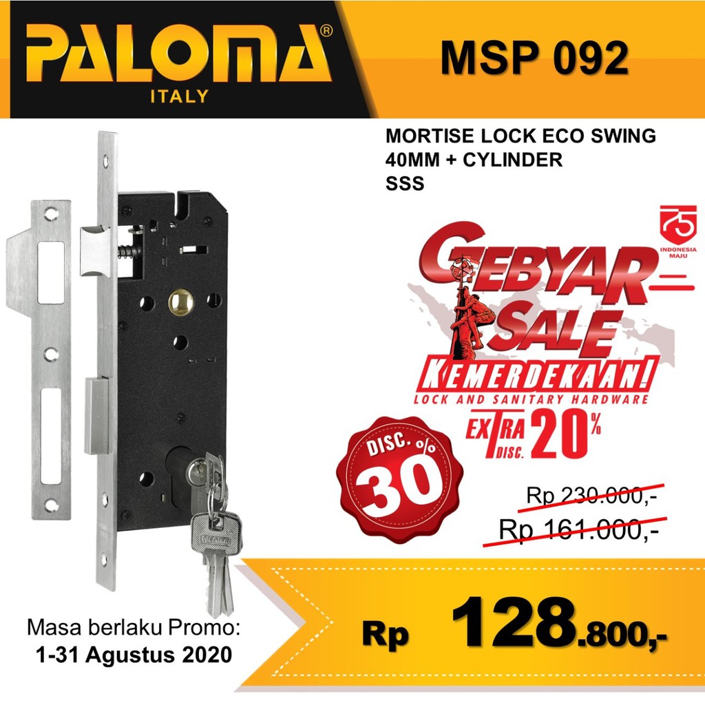 Body Kunci  PALOMA SWING Stainless  Steel  40MM Cylinder MSP 