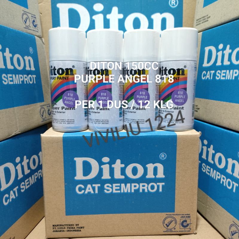 Pilok Cat Diton Purple Angel 818 Perdus / 12 Klg Ungu Glossy 150cc Harga PerDus (12 klg )Cat Semprot Diton 150cc Pilok Diton Pilox Diton Cat Diton 150cc