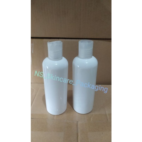 Botol presstop / presson /disctop 250ml putih tutup natural