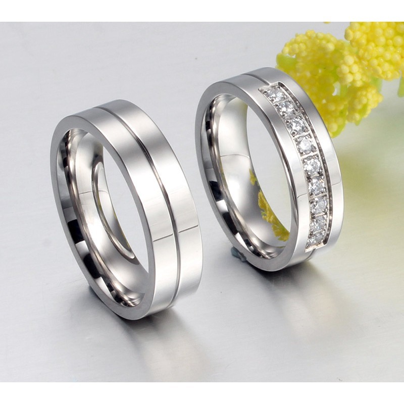 [BEST SELLER] Cincin Couple / Tunangan / Nikah / Pasangan / Titanium Cocok C023 warna perak silver