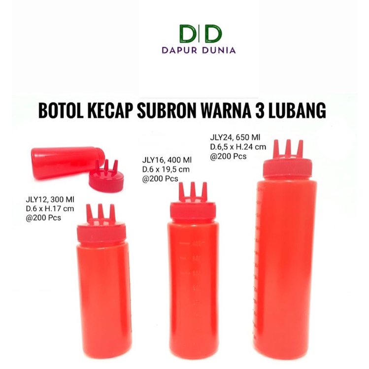 botol kecap plastik warna 3 lubang