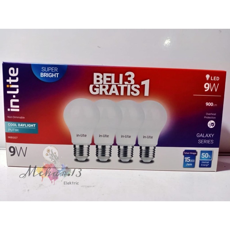 Lampu INLITE / IN-LITE LED Bulb Bohlam Murah 5W / 7W / 9W / 12W / 15W Paket Beli 3 Gratis 1