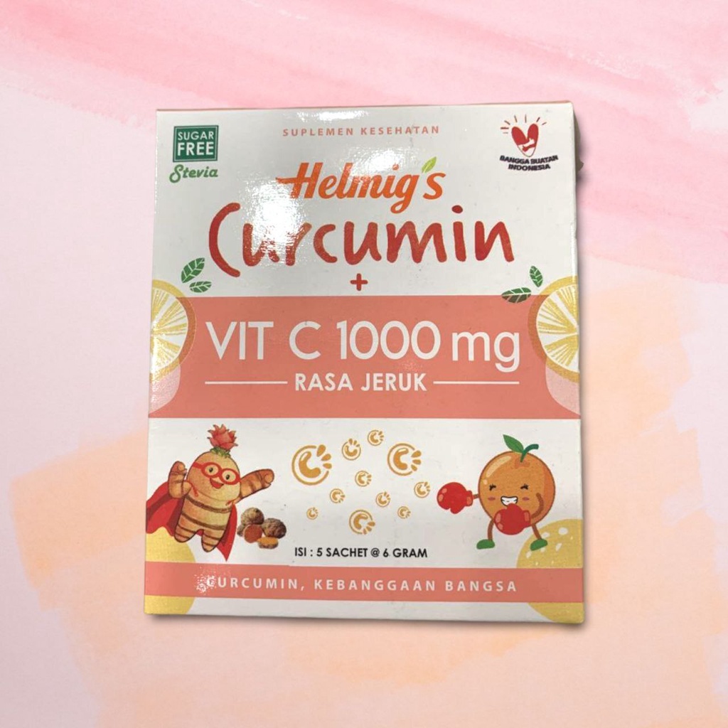 

HELMIG'S CURCUMIN + VIT C 1000mg RASA JERUK ISI 5 SACHET @6 GRAM