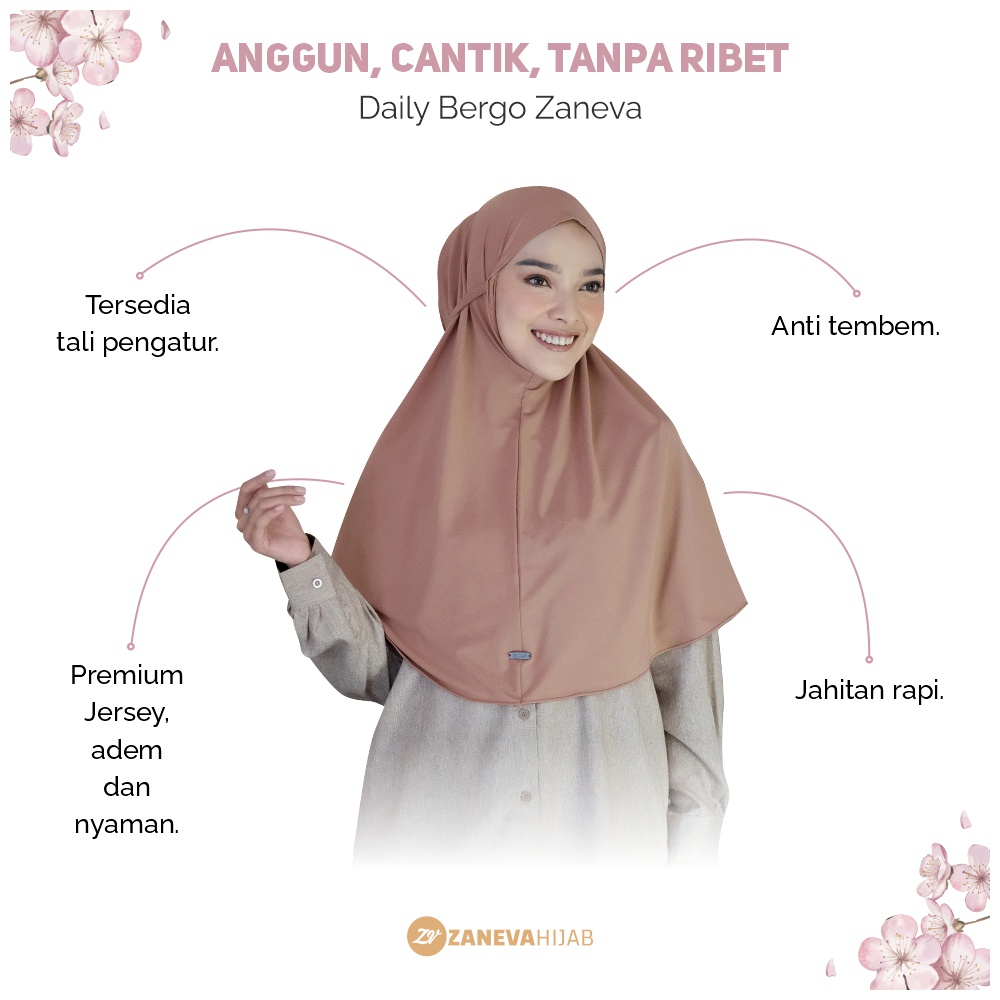 Hijab Bergo Basic By Zaneva Hijab l Bergo Polos l Hijab Jersey Adem