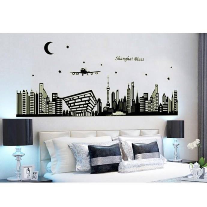 STIKER STICKER DINDING TEMBOK GLOW IN THE DARK WALLSTIKER WALLSTICKER KOTA DUBAI I LOVE PARIS LONDON