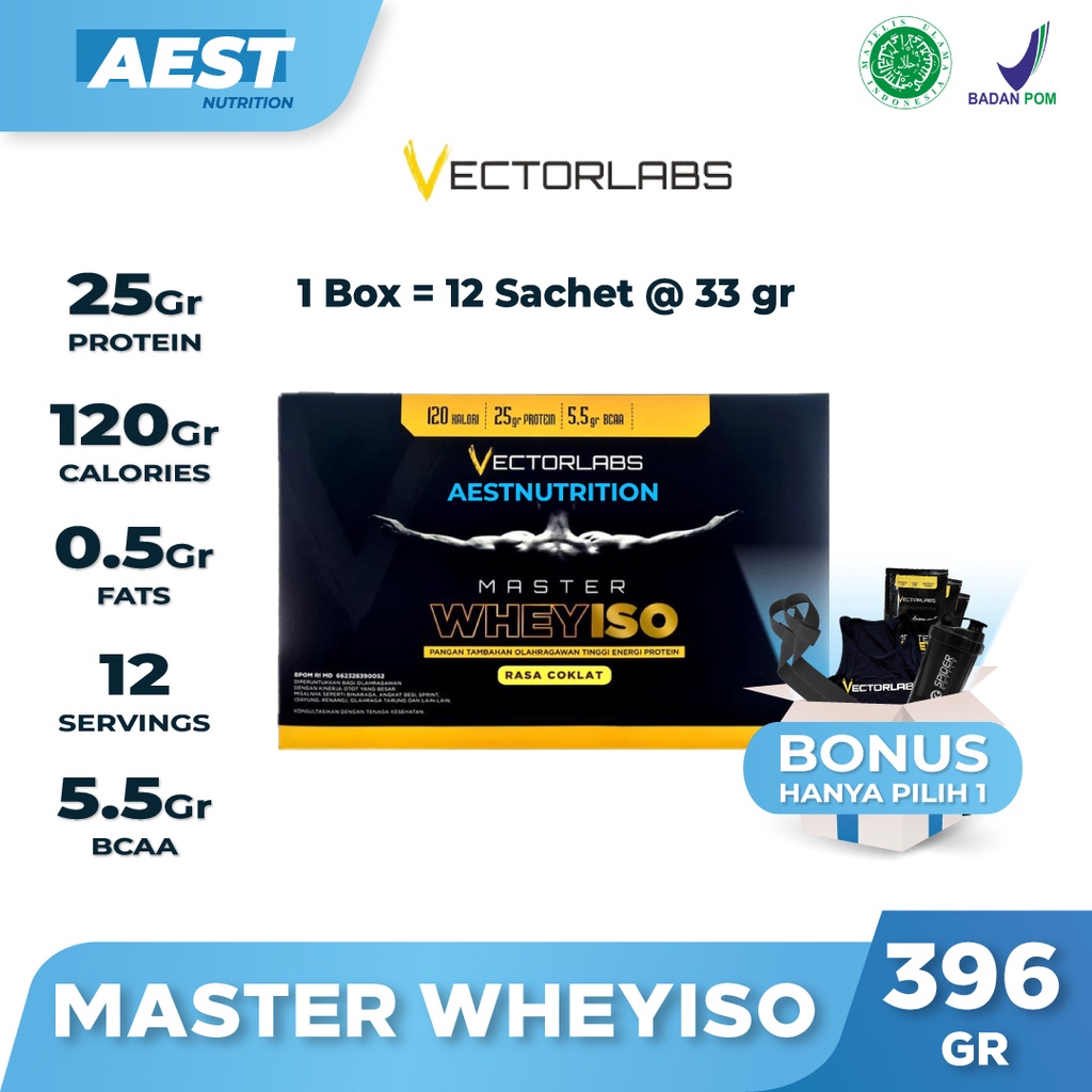 Vectorlabs Master Whey ISO Box 12 Sachet Susu Protein Isolate