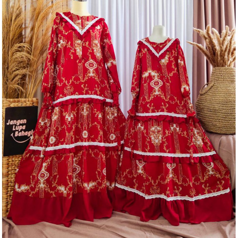 Gamis syari Couple ibu anak bahan Monalisa Bangkok High quality Terbaru/ Gamis Mewah Murah