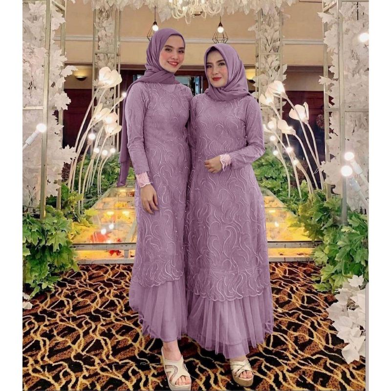 CLARISSA Gaun pesta brukat tile / gamis remaja / baju couple / seragam bridesmaids