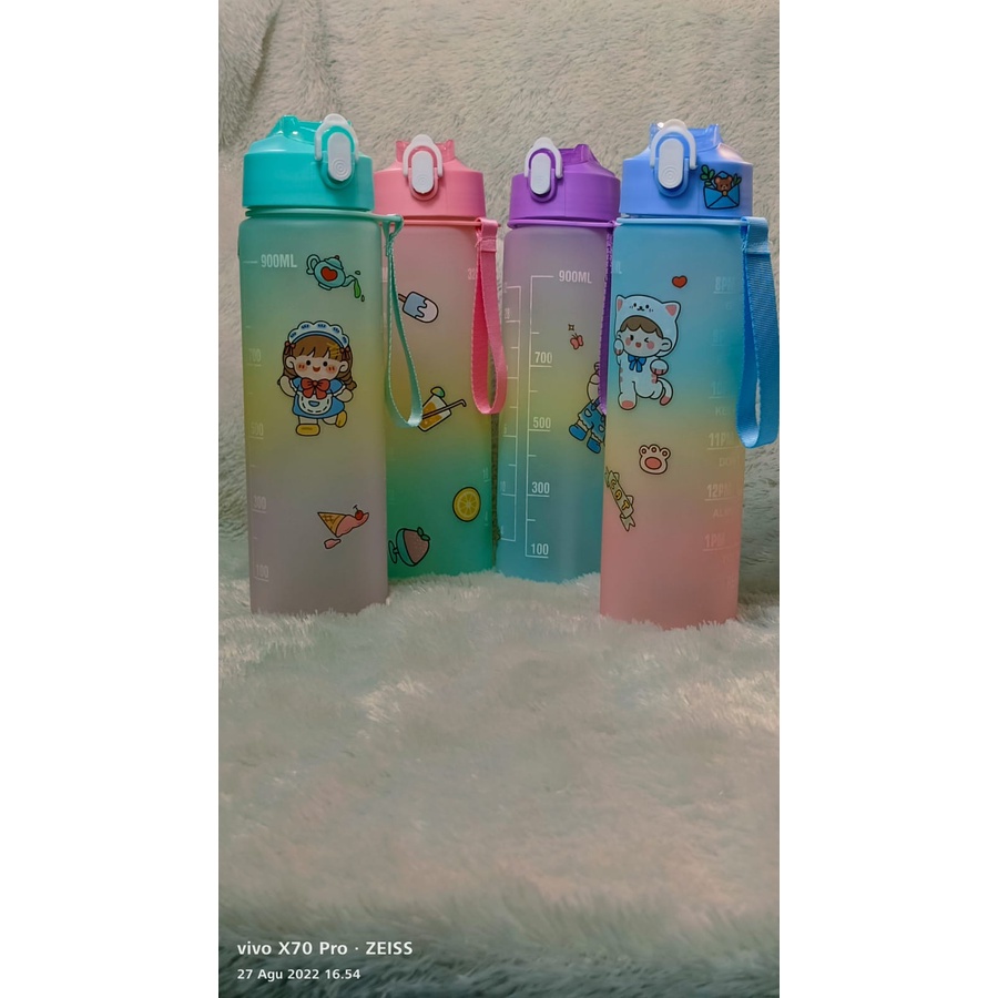 botol minum gradasi warna kapasitas 900 ml , botol  minum lucu