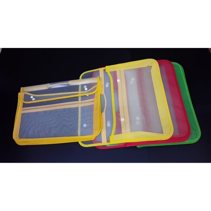 

SCHOOL BAG JARING+KANCING HANDLE|MAP PLASTIK KANCING DUA TENTENG FOLIO - Biru