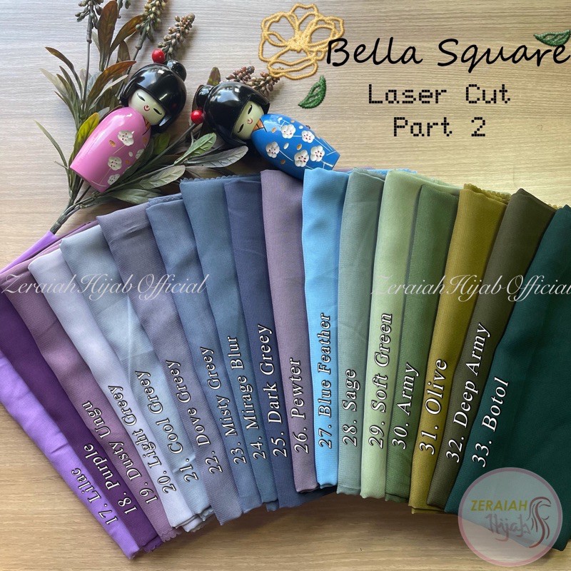 KERUDUNG SEGIEMPAT POLOS BELLA SQUARE LC (LASER CUT) PART 2 MURAH!!