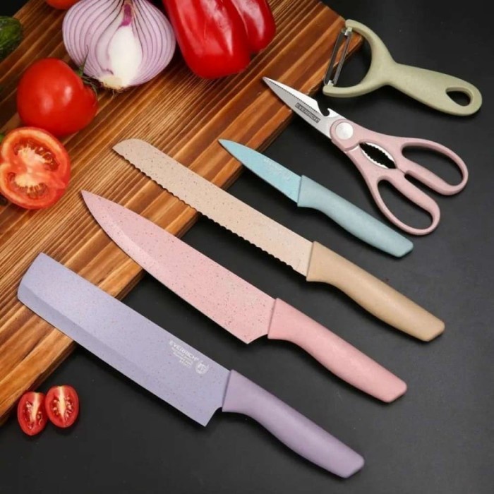 6 in 1 Pisau Jerami Pisau Set Evcriverch Kitchen Knife 6 Set Pisau Grosir