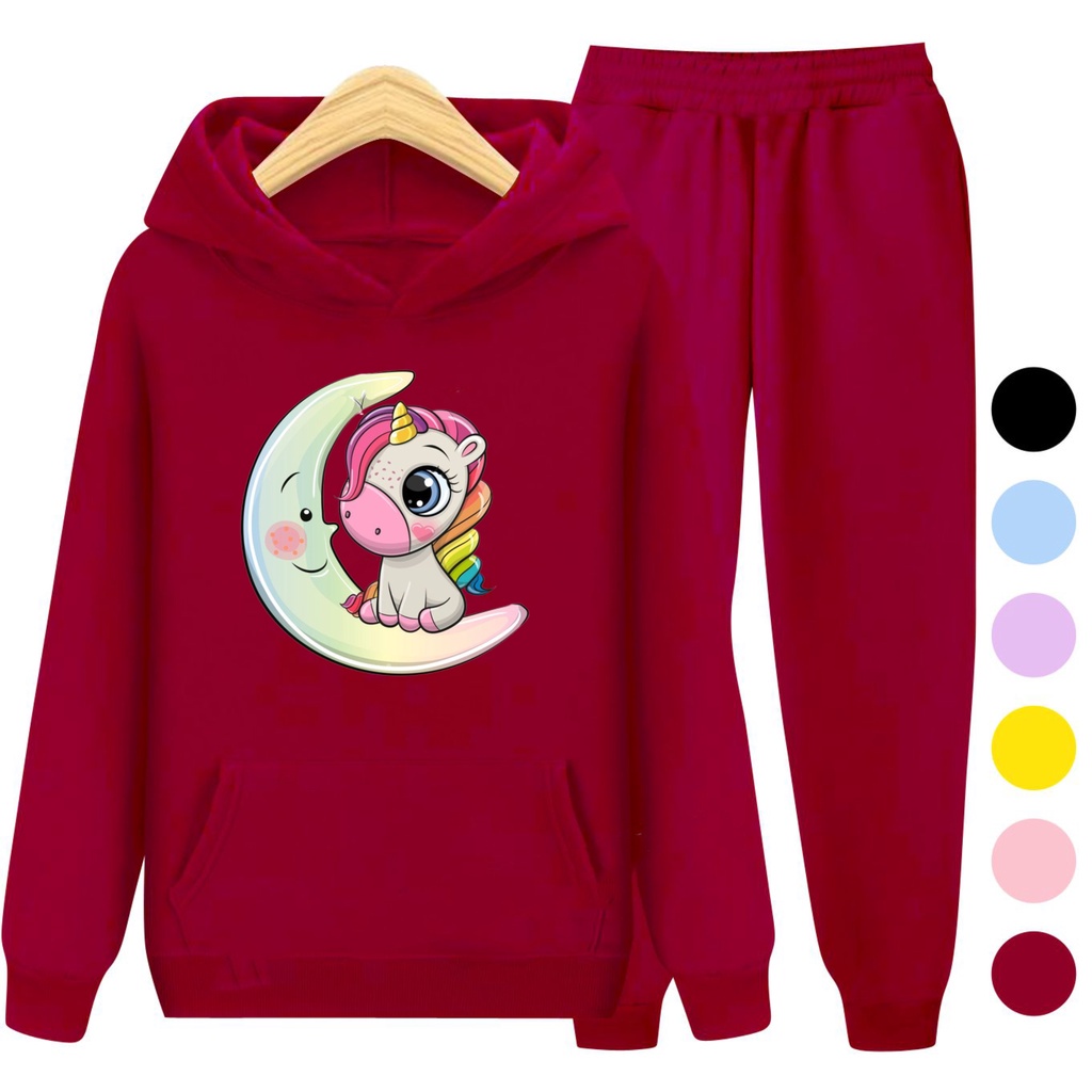 Setelan Anak Sweater Hoodie Anak Perempuan MOON Baju Jaket Anak Cewek