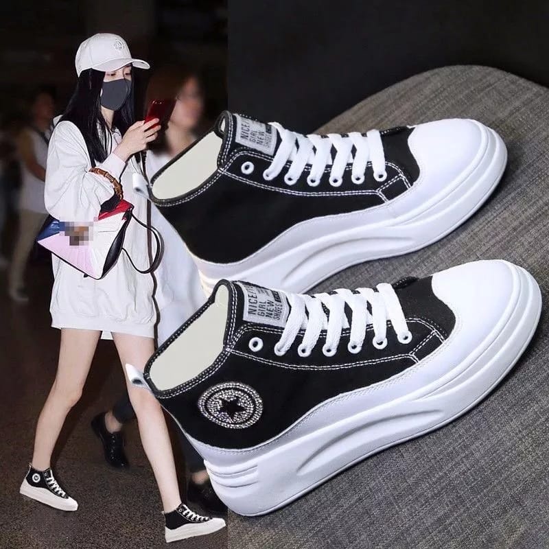 Sepatu Wanita  Kanvas Bertali Boots Martin Bintang SH-03-4