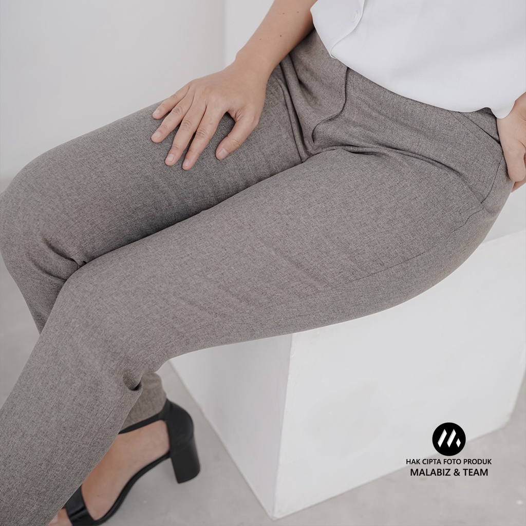 SHANNON SOFTBRWON - Celana Kantor Wanita Slim Fit Bahan Stretch dan Tebal Celana Formal Wanita Celana Panjang wanita Hitam Celana Dasar Wanita Basic Standar Kerja Malabiz