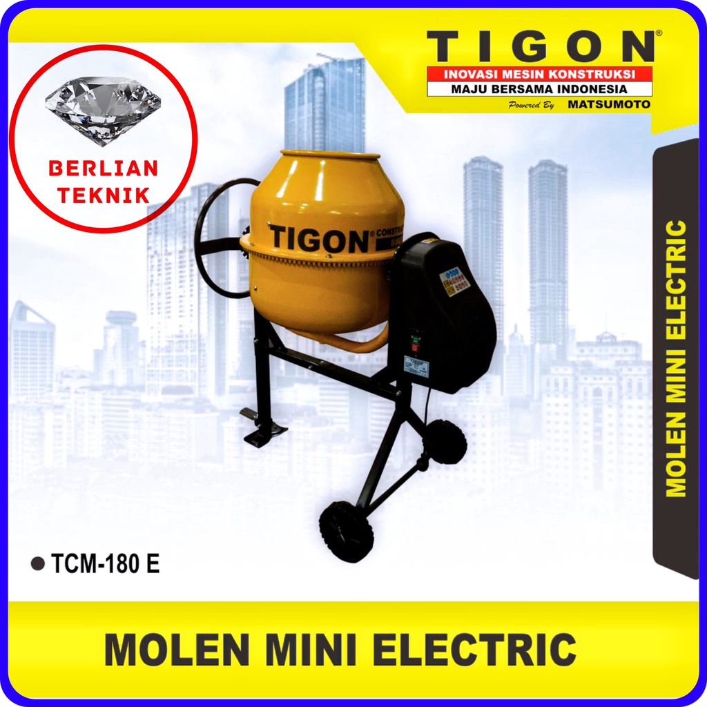 Beton Molen Concrete Mixer Semen Listrik Tigon 180 Liter