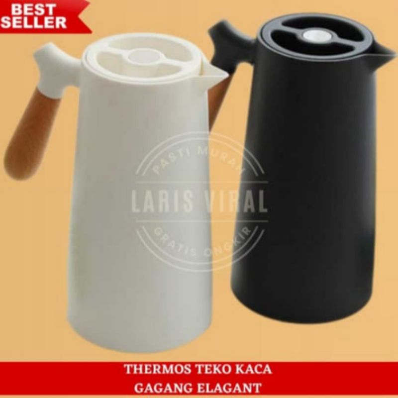 Jual Termos Teko Kaca Air Minum Panas Dingin Gagang Kayu Aestetik Model Jepang Kapasitas Ml