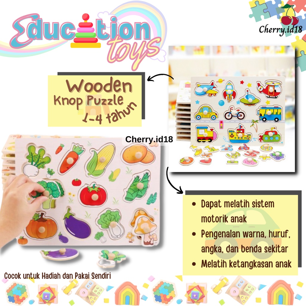 Cherry COD Mainan Puzzle Knop Anak / Mainan Puzzle Anak / Mainan Edukasi Anak / Education Toys PB23