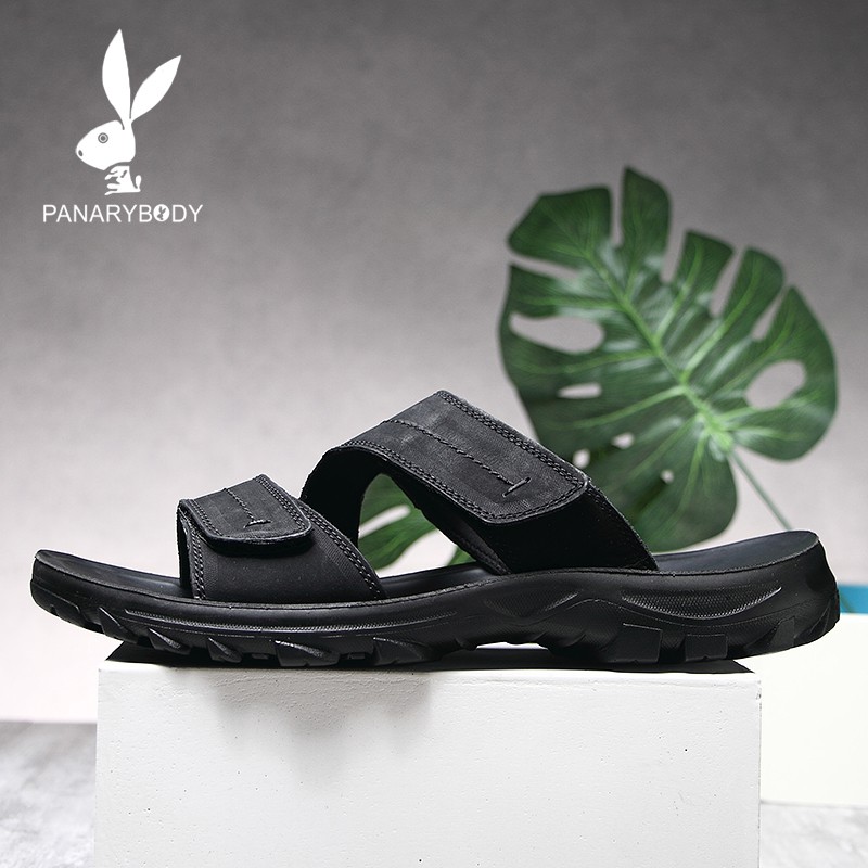 Sandal Kulit Pria Kasual Slippers Bahan Original Santai Antislip Sandal Slide Casual Trend 2021