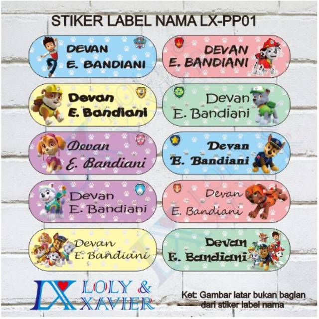 

Sticker label nama waterproof Paw Patrol