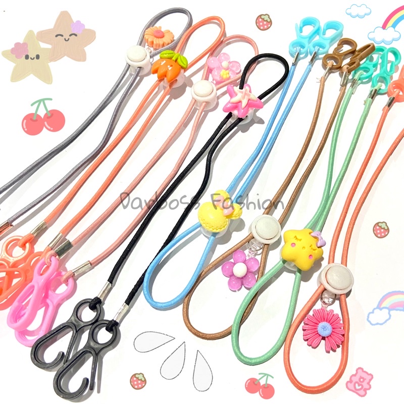 Konektor Masker Elastis Karet / Strap Masker Anak dan dewasa / Konektor masker hijab headloop earloop / stopper clay karakter lucu / liontin bunga / kalung masker anak / tali masker anak balita TK SD