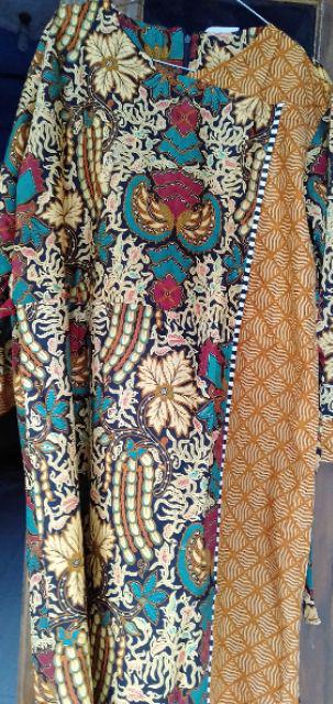 Gamis Batik Sekar Wangi #4 Sogan Cantik Modis Syari Seragaman Modern Terbaru Pesta