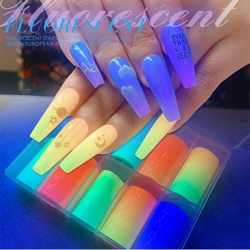 MXBEAUTY Neon Stiker Nail Art DIY 4*100cm Dekorasi Kuku Manicure Hologram Nail Art Foils