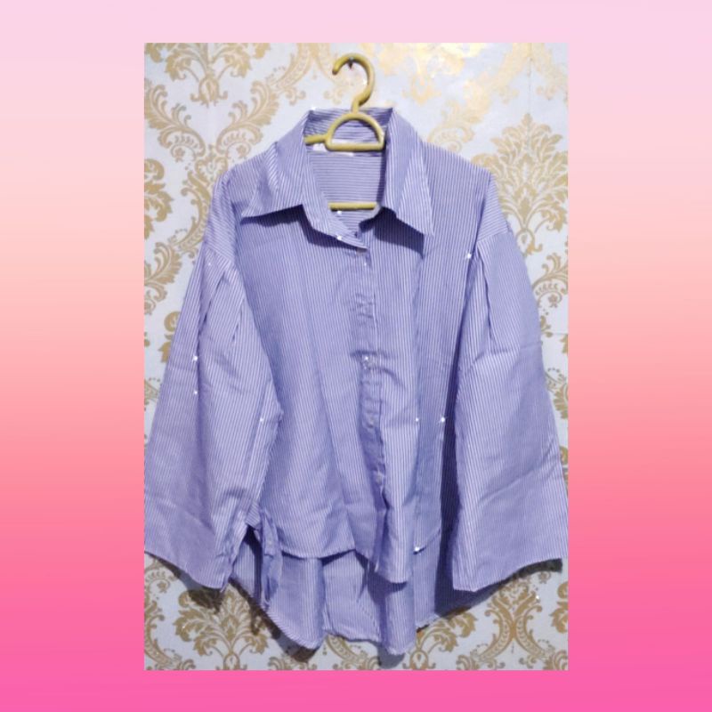 Kemeja Garis Biru Putih