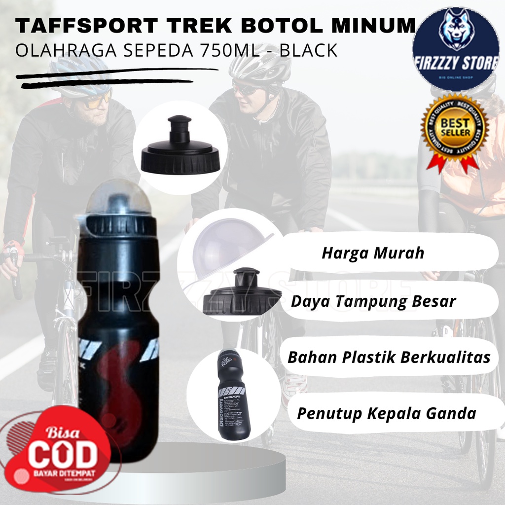 TaffSPORT TREK Botol Minum Olahraga Sepeda 750ml - Black