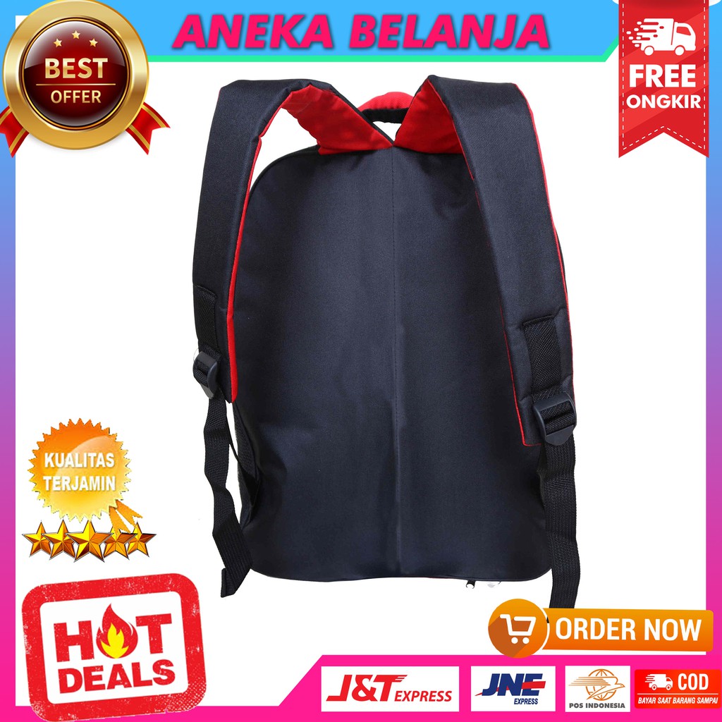 ANEKA -  Tas Ransel Pria Elite Polo Imitasi Hitam Casual Stylish Bonus RAINCOVER Backpack Cowok Fashionable Multifungsi Sekolah Kuliah Kerja Keren Murah Bahan Tebal Awet Kualitas Terbaik