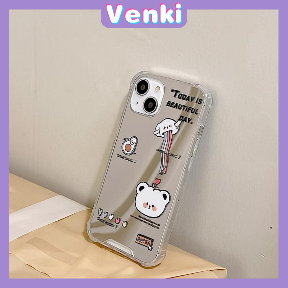 iPhone Case Luxury Acrylic Mirror Airbag Shockproof Protection Camera Rainbow Bear Cartoon Cute Compatible For iPhone 11 Pro Max 13 Pro Max 12 Pro Max 7Plus XS Max