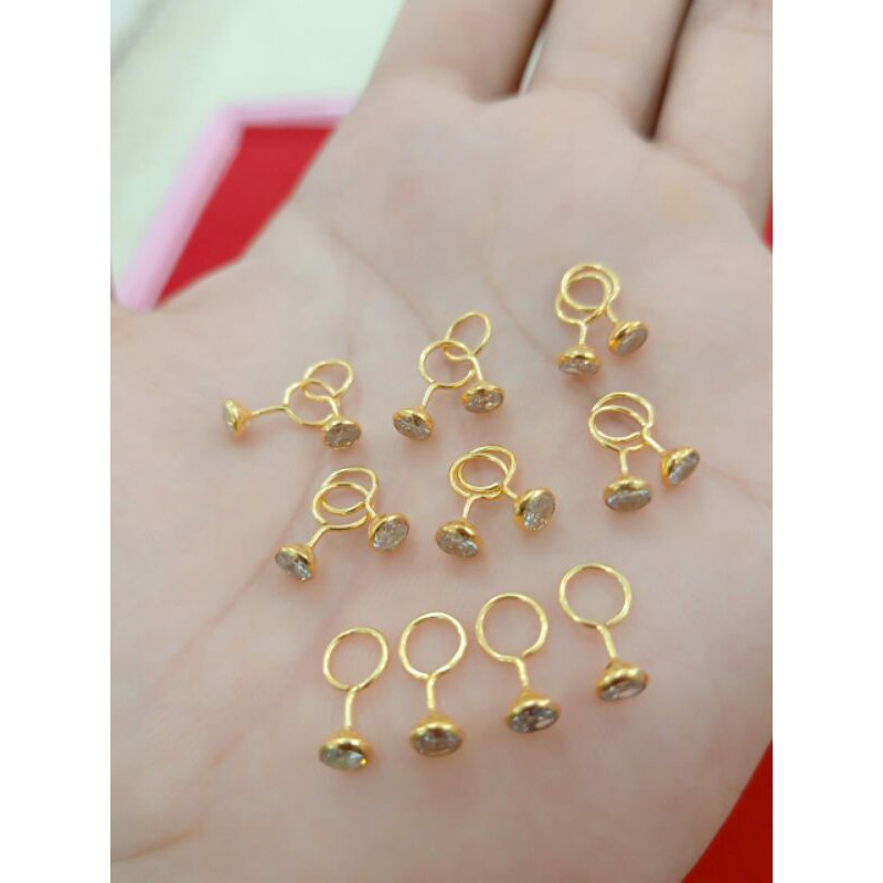 ANTING TOGE MATA PERAK 925 LAPIS MAS 24K