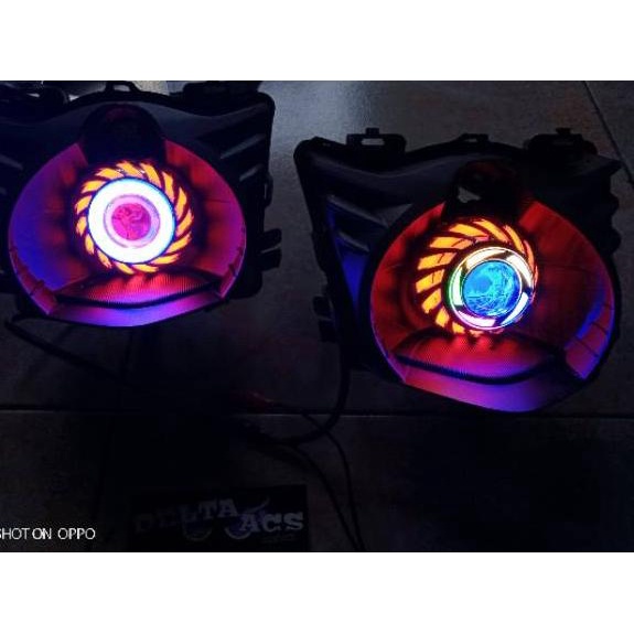 [KODE PRODUK KKQDR6750] Lampu Projie dan Lampu Alis Beat 110 Karbu Beat fi full sett l Custom Headla