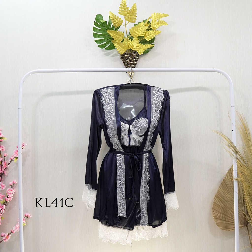 [PALING MURAH] BAJU KIMONO WANITA SLEEPWEAR PIYAMA KIMONO NAVY KL41C