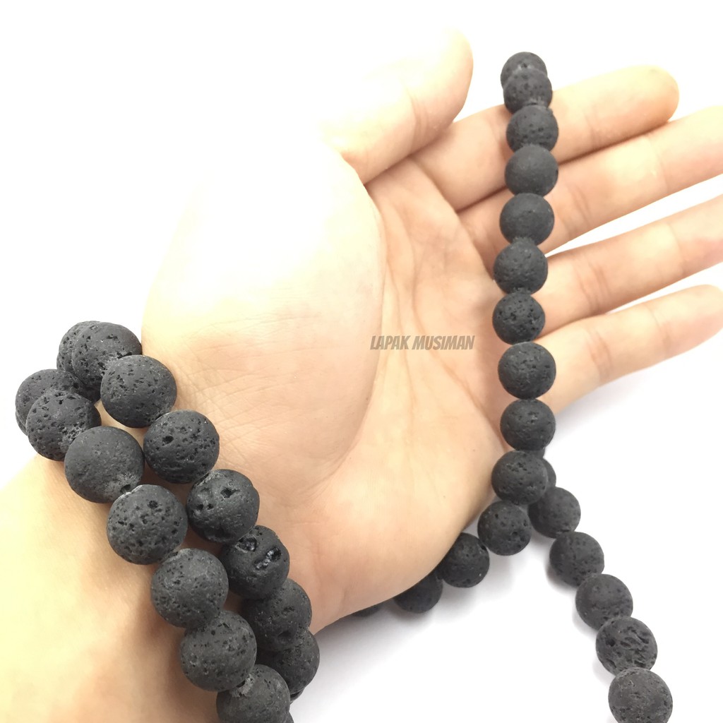 [Bayar di Tempat] Tasbih Batu Lava Asli Natural 99 Butir 12MM