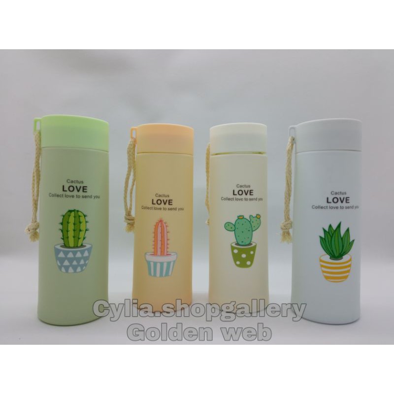 Glass Bottle cactus  Botol  Minum  Kaca  unik  motif  kaktus 