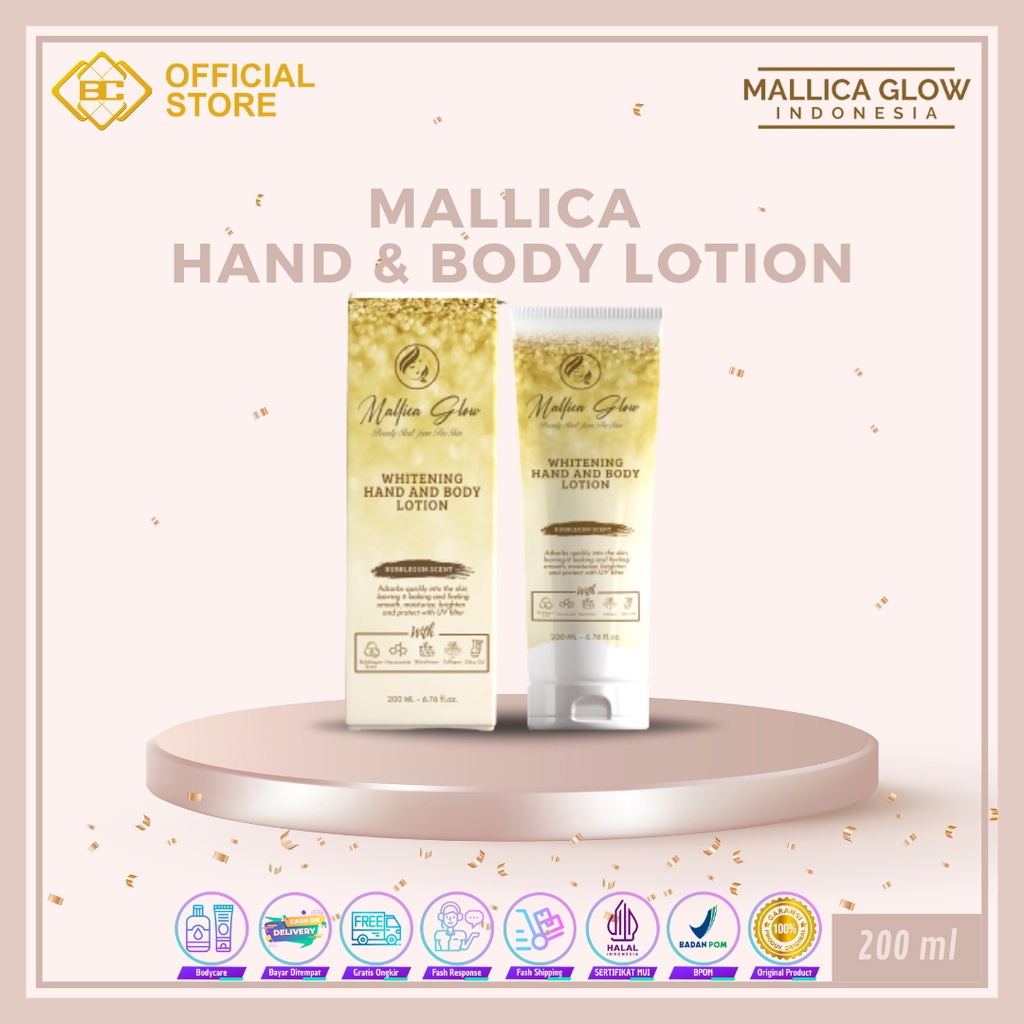 [Bakung Cosmetics] Mallica Glow Hand &amp; Body Lotion Whitening/ Perawatan Kulit Pria &amp; Wanita (COD)