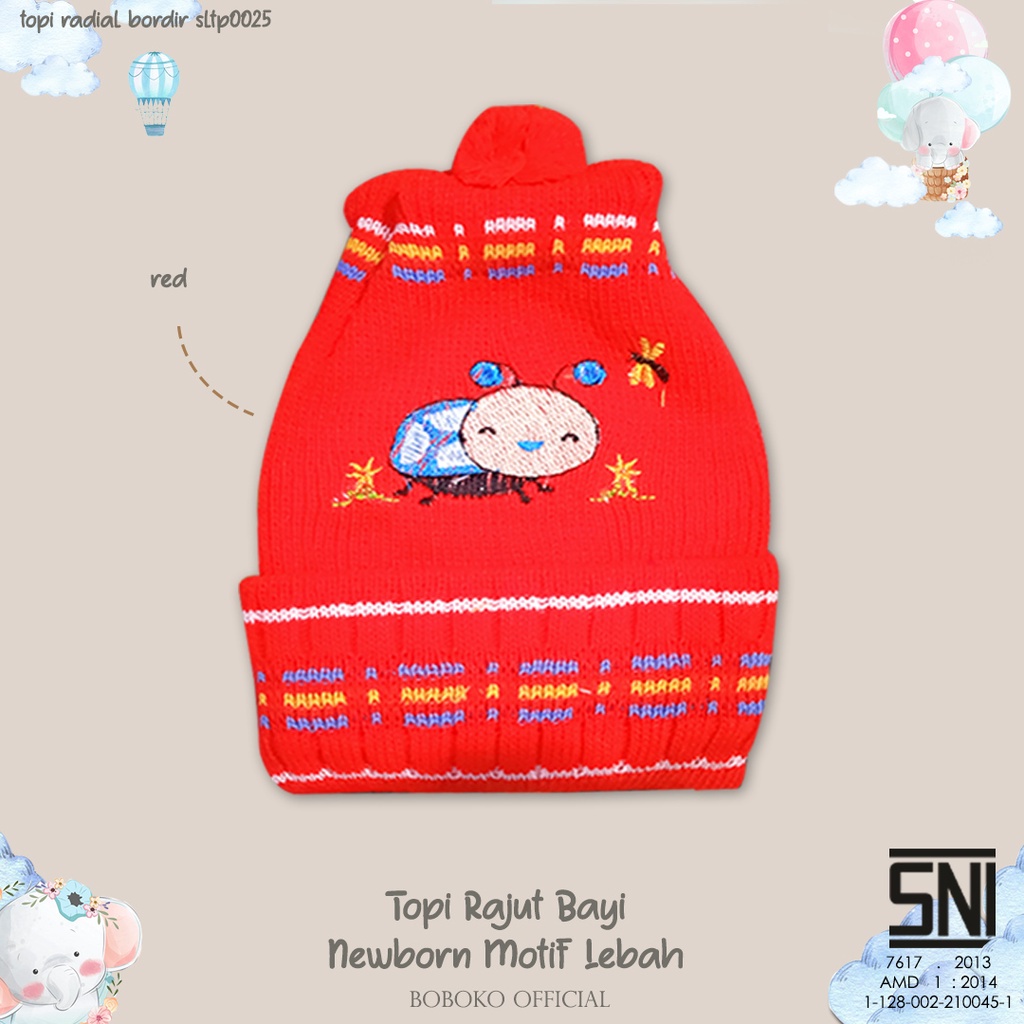 BOBOKO Topi Rajut Bayi Newborn Motif Lebah 0-3 bulan