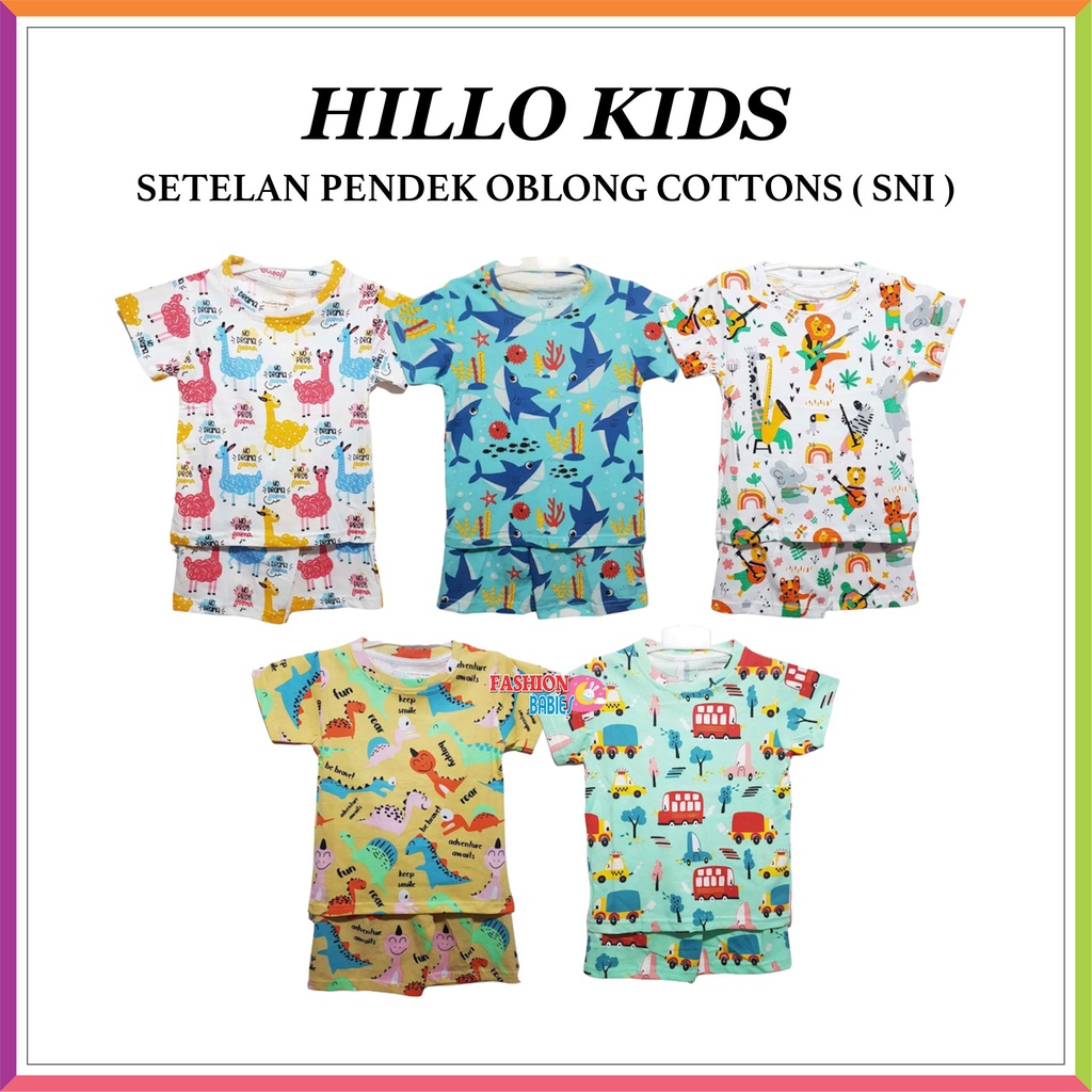 ❤ Fashionbabies ❤ HILLO KIDS COTTON SET | SETELAN PENDEK OBLONG KATUN ANAK 1-6 TH