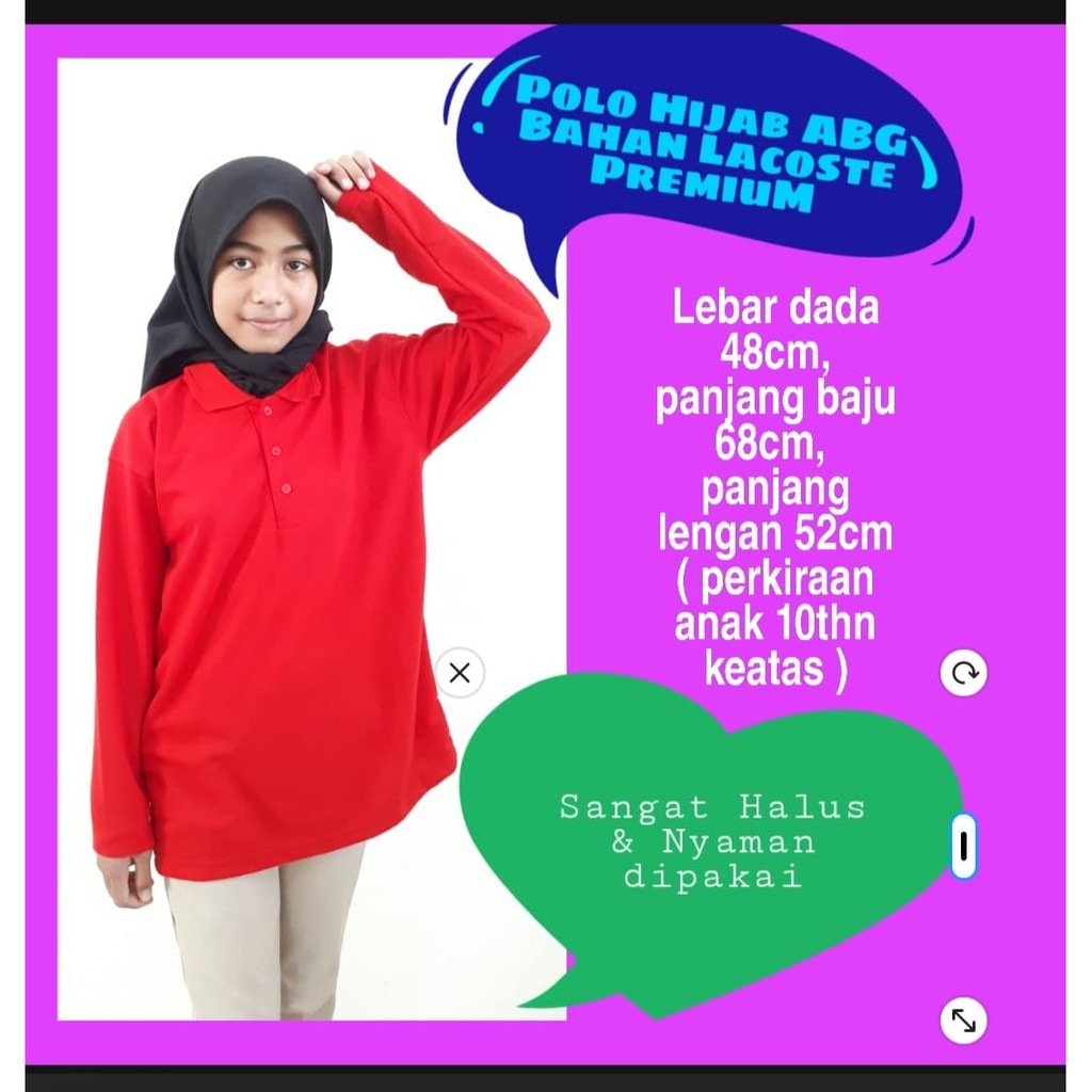 kaos KERAH ABG LENGAN PANJANG - kaos hijab ABG - kaos anak remaja lengan panjang - polo hijab